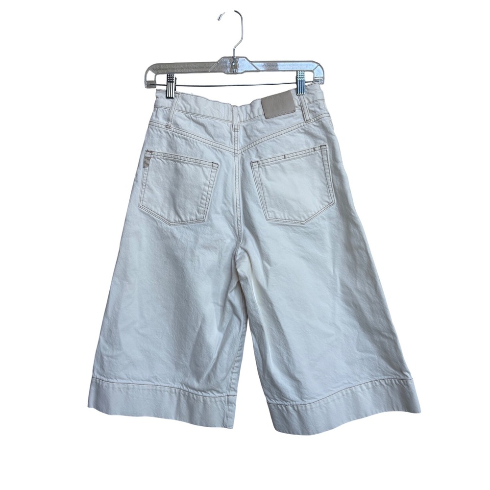 PAIGE White Wide-Leg Cropped Jean Shorts - Picture 3 of 11